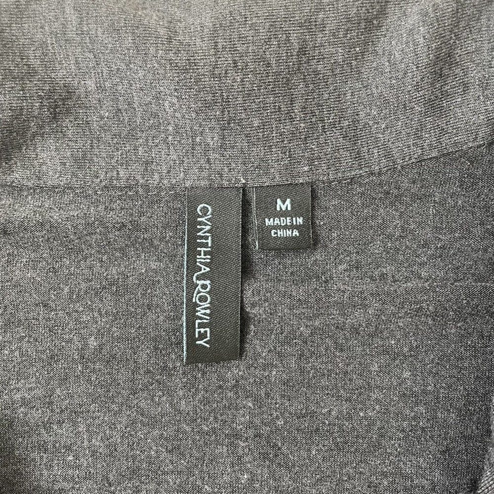 Cynthia Rowley Pajama Top Womens Medium Grey White Long Sleeve Soft Stretch - Picture 3 of 7